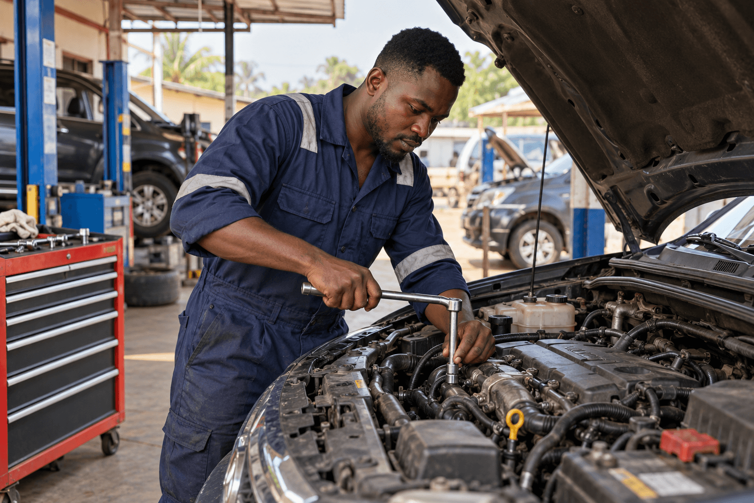 Vehicle repair artisan at work