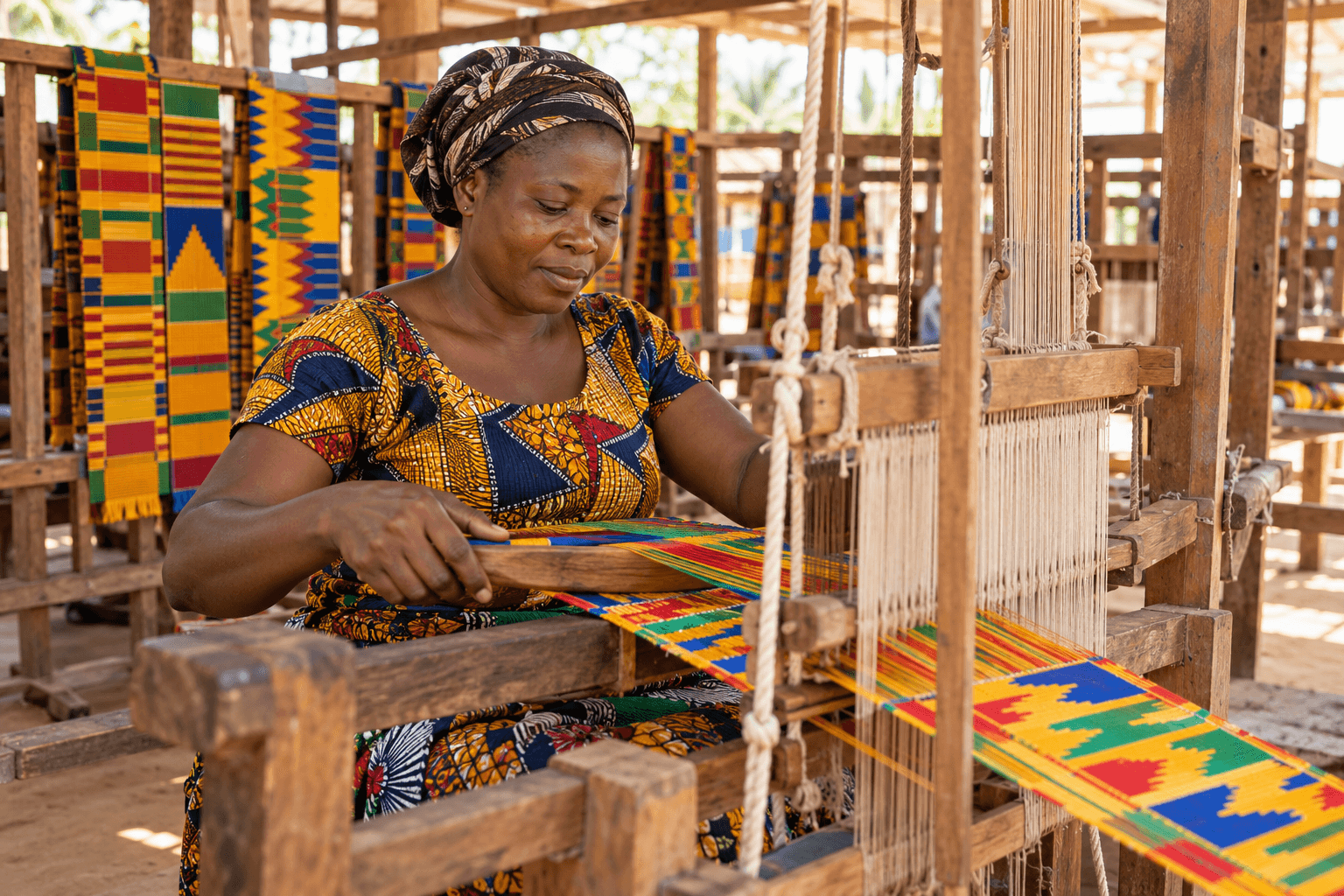Kente weaving artisan at work
